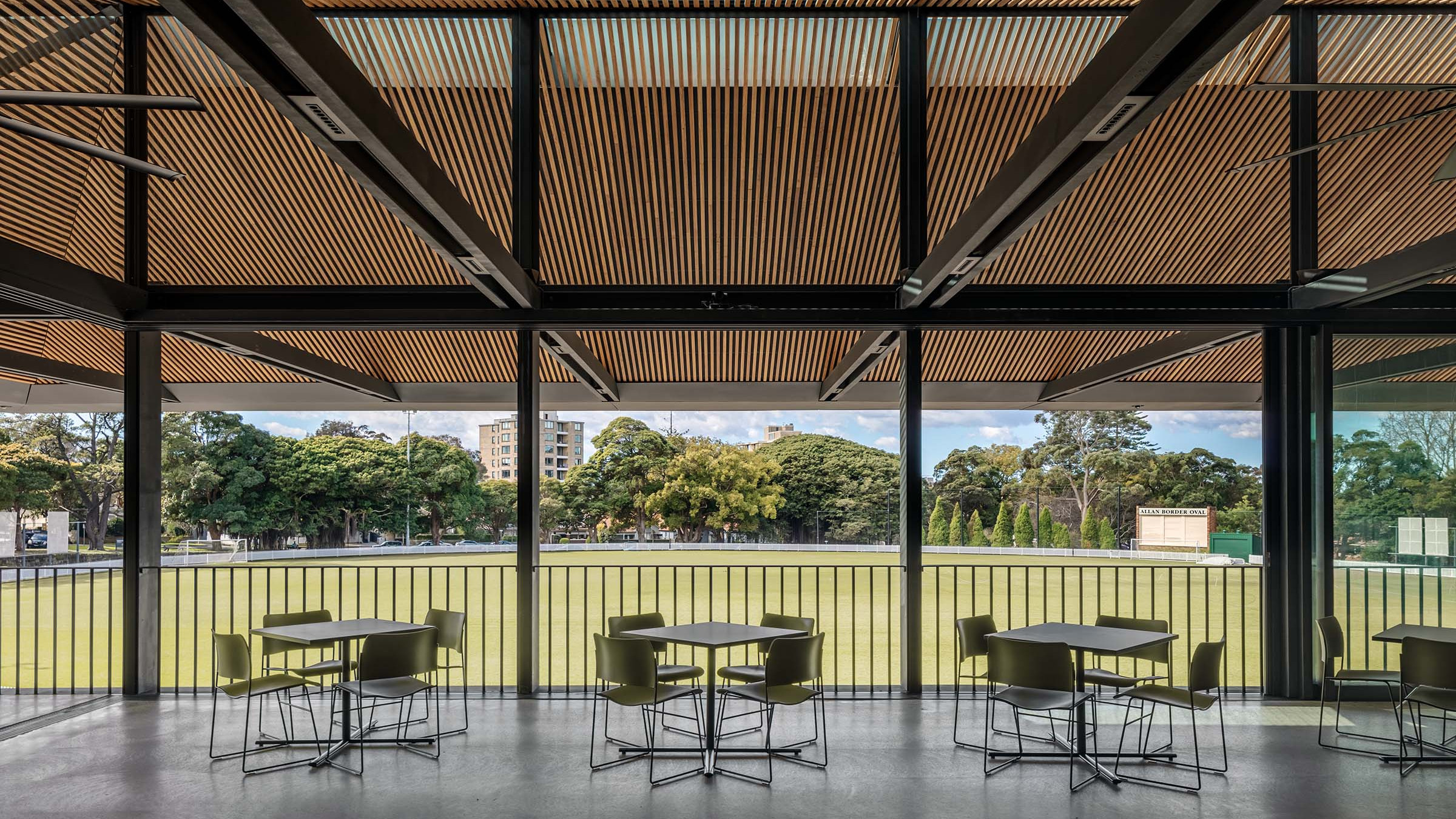 Architectural Photograph of Alan Border Oval Pavillion Mosman Architects Archer Office by Murray Fredericks
