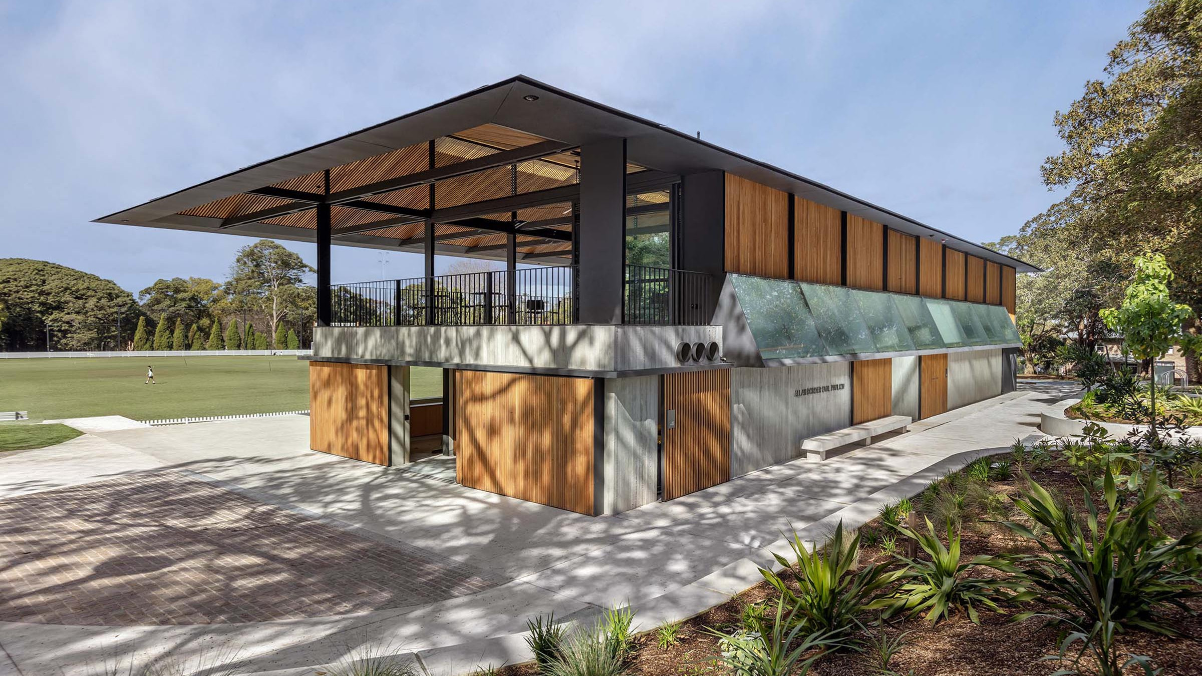 Architectural Photograph of Alan Border Oval Pavillion Mosman Architects Archer Office by Murray Fredericks